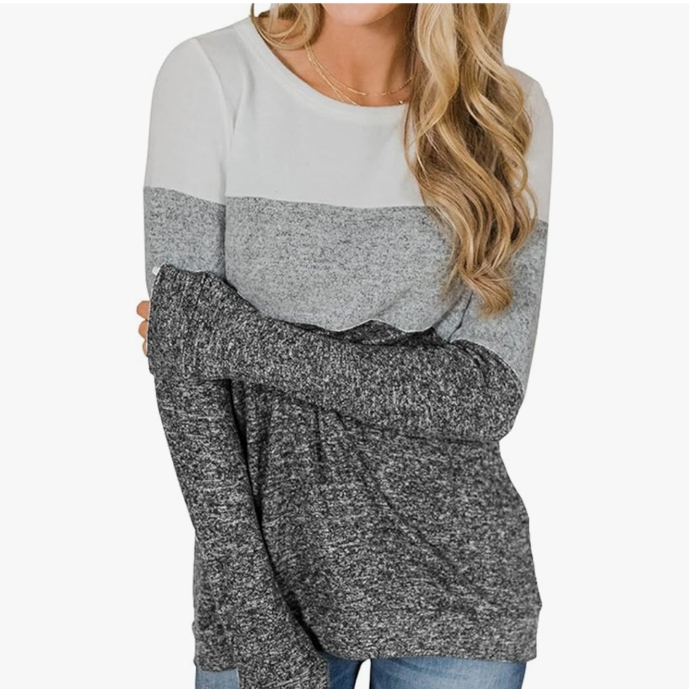 Color Block Long Sleeve Shirt Sweatshirt Size S